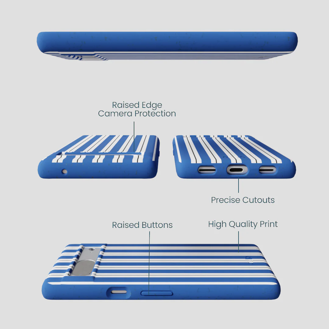 Electric Blue Striped Shirt Google Pixel 7a Case - Image 3