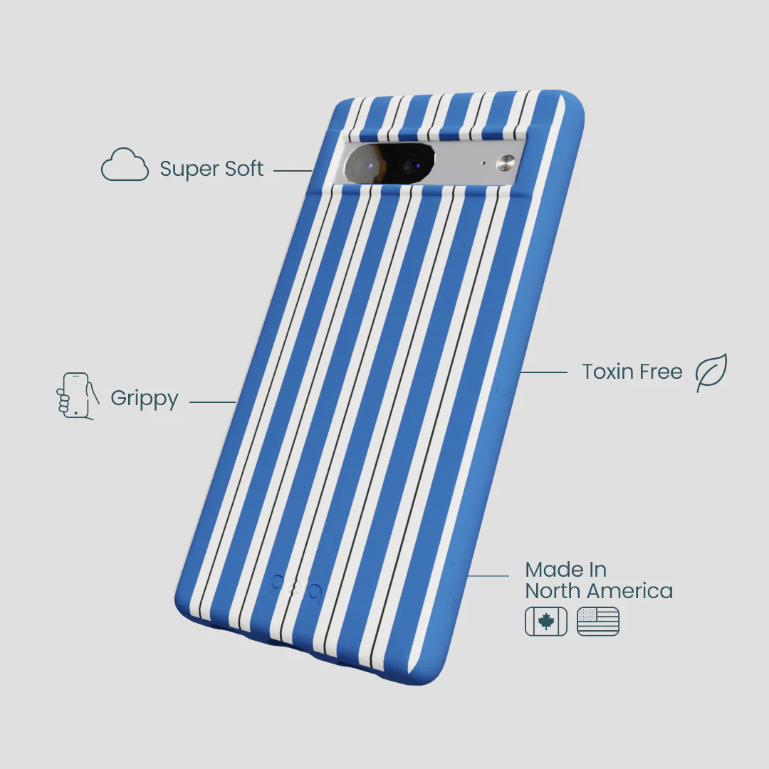 Electric Blue Striped Shirt Google Pixel 7a Case - Image 4