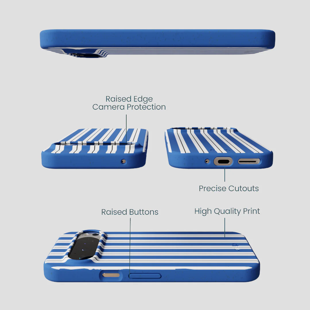 Electric Blue Striped Shirt Google Pixel 9/9 Pro Case - Image 3
