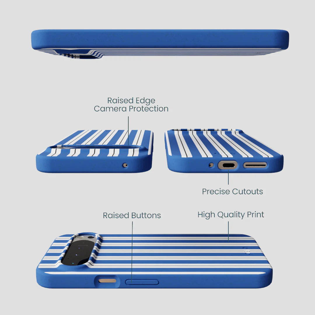 Electric Blue Striped Shirt Google Pixel 9 Pro XL Case - Image 3