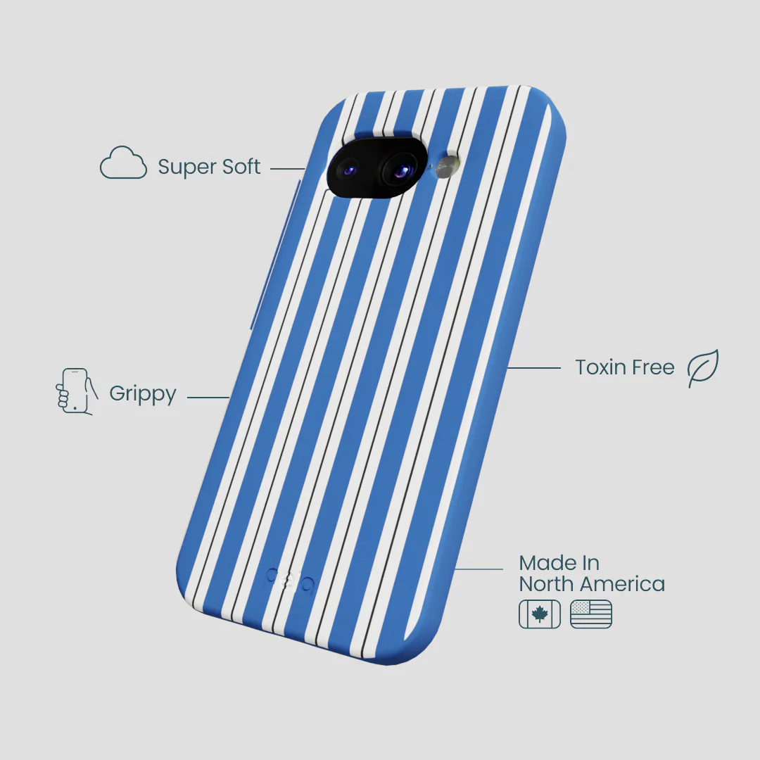 Electric Blue Striped Shirt Google Pixel 9a Case - Image 4