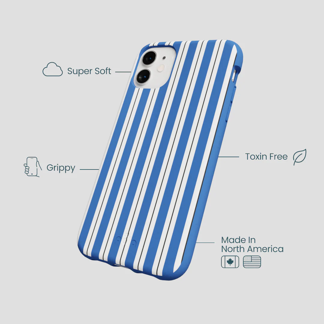 Electric Blue Striped Shirt iPhone 11 Case - Image 4
