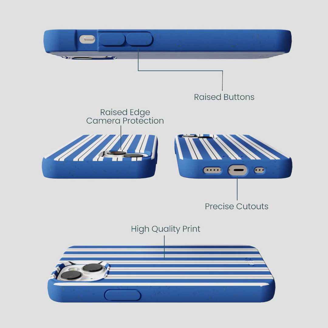 Electric Blue Striped Shirt iPhone 13 Case - Image 3