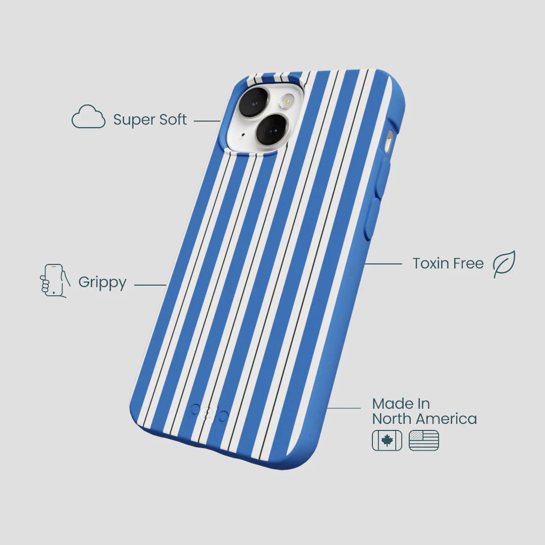 Electric Blue Striped Shirt iPhone 13 Case - Image 4