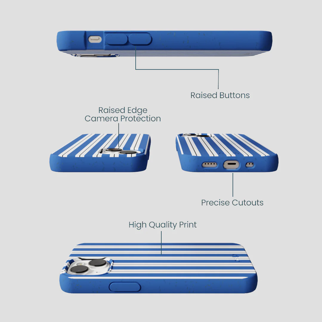 Electric Blue Striped Shirt iPhone 13 Mini Case - Image 3