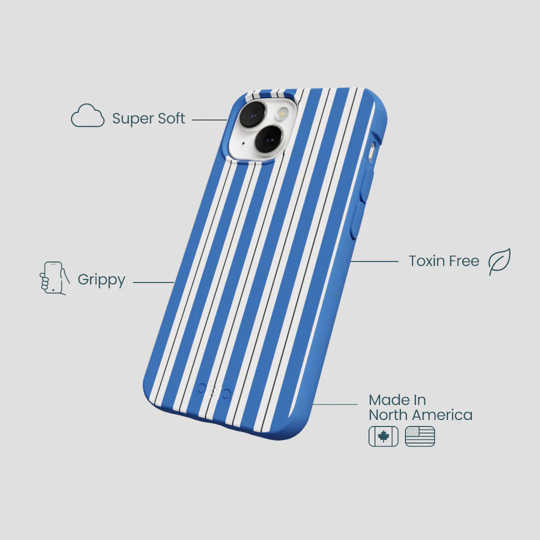 Electric Blue Striped Shirt iPhone 13 Mini Case - Image 4