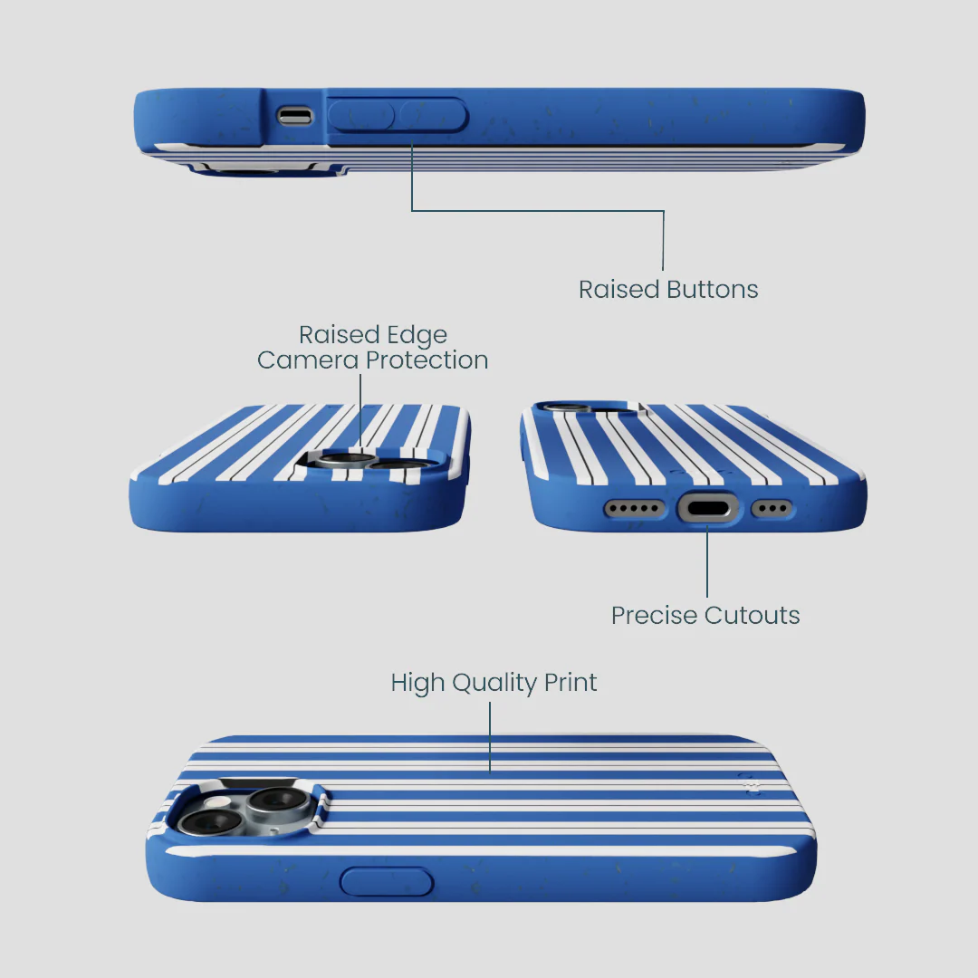 Electric Blue Striped Shirt iPhone 14 Case - Image 3