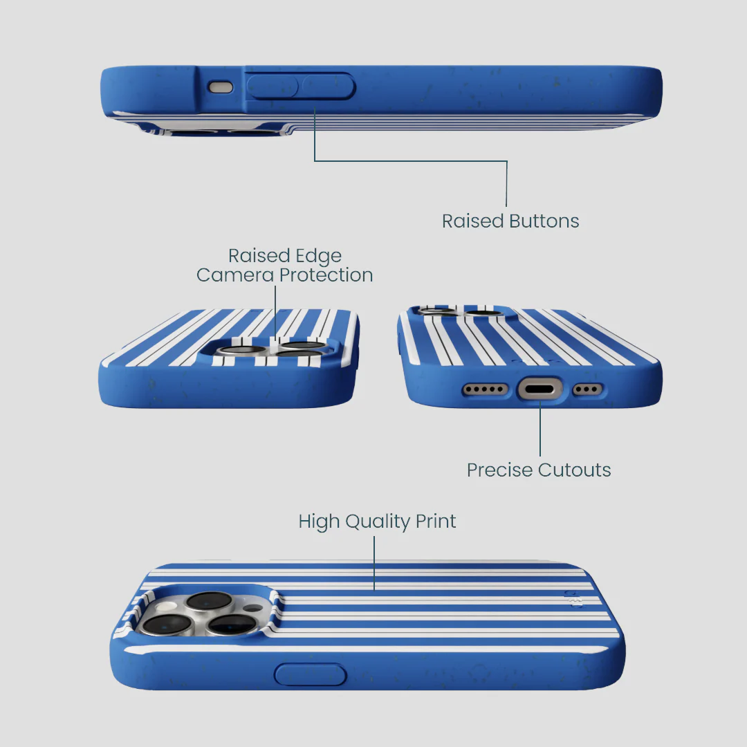 Electric Blue Striped Shirt iPhone 14 Pro Case - Image 3