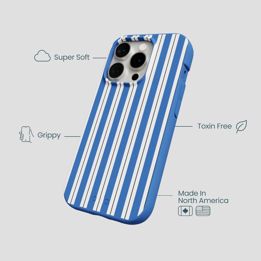 Electric Blue Striped Shirt iPhone 14 Pro Case - Image 4