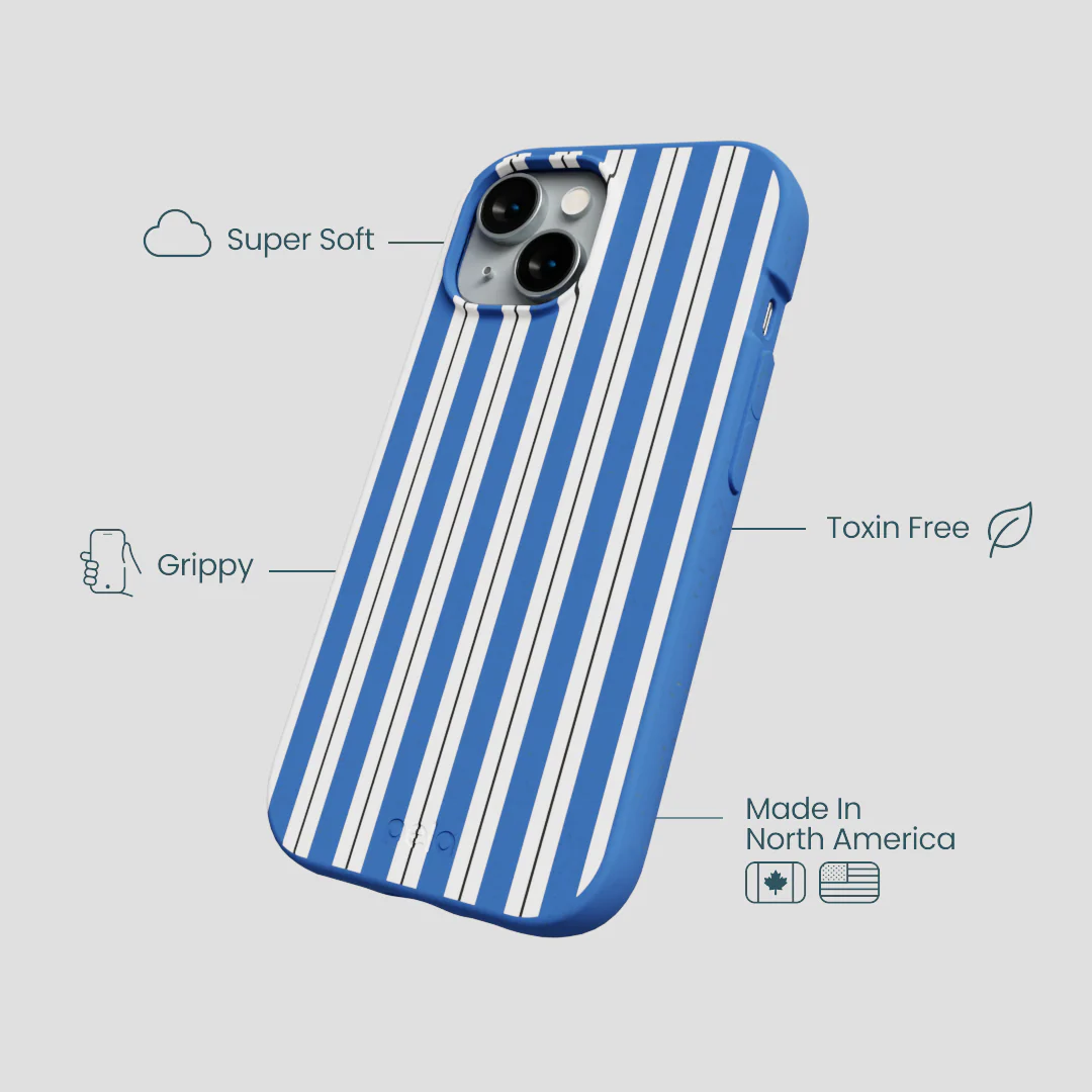 Electric Blue Striped Shirt iPhone 15 Case - Image 4