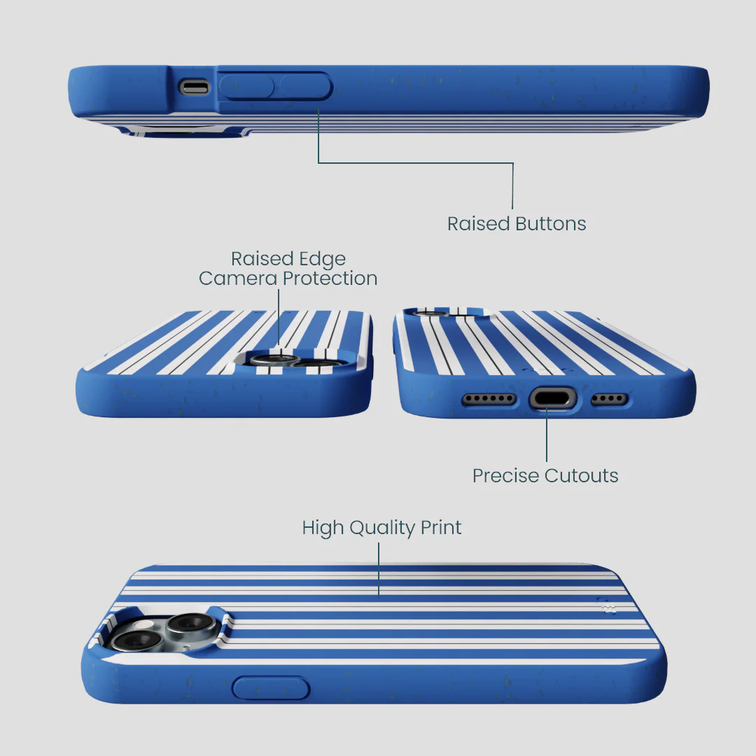 Electric Blue Striped Shirt iPhone 15 Plus Case - Image 3