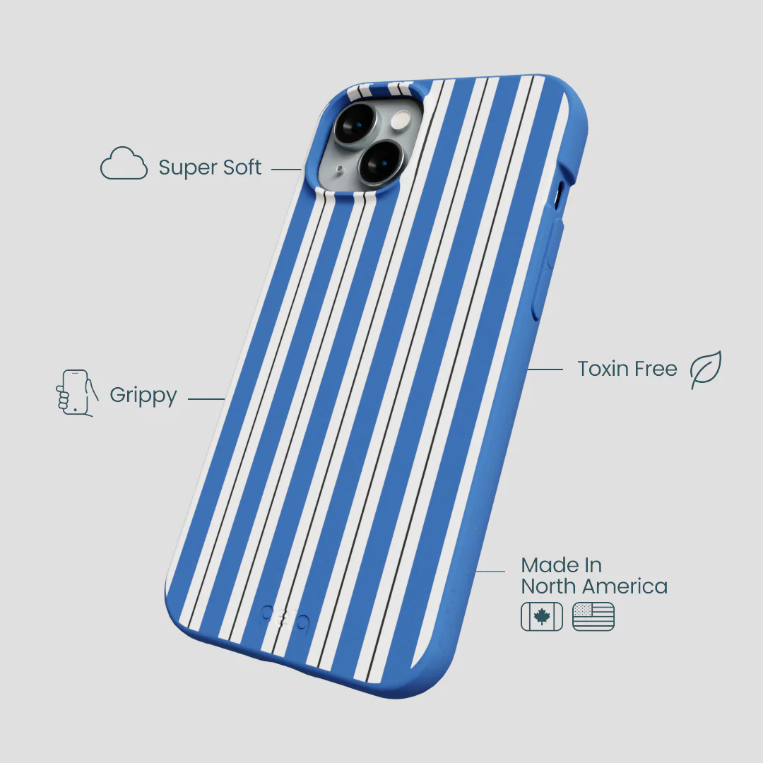 Electric Blue Striped Shirt iPhone 15 Plus Case - Image 4