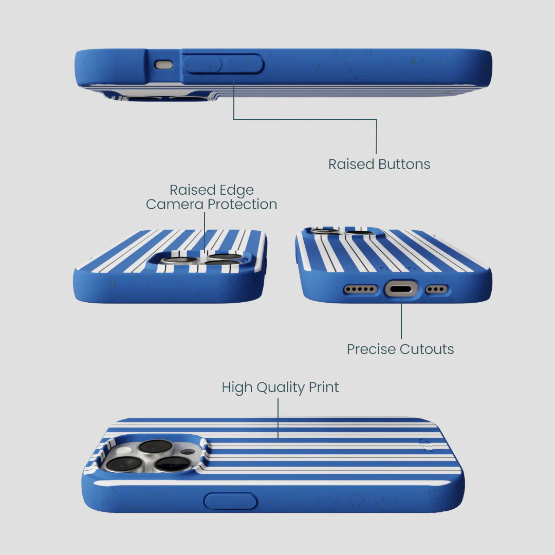 Electric Blue Striped Shirt iPhone 15 Pro Case - Image 3