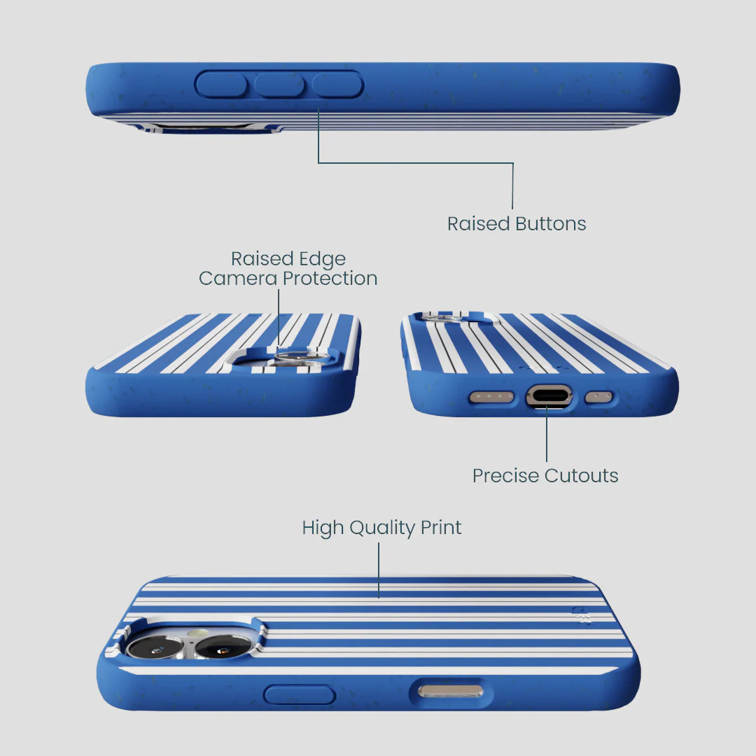 Electric Blue Striped Shirt iPhone 16 Case - Image 3