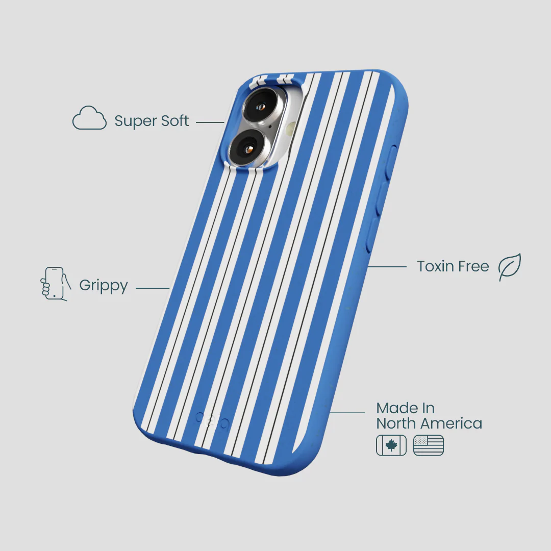 Electric Blue Striped Shirt iPhone 16 Case - Image 4