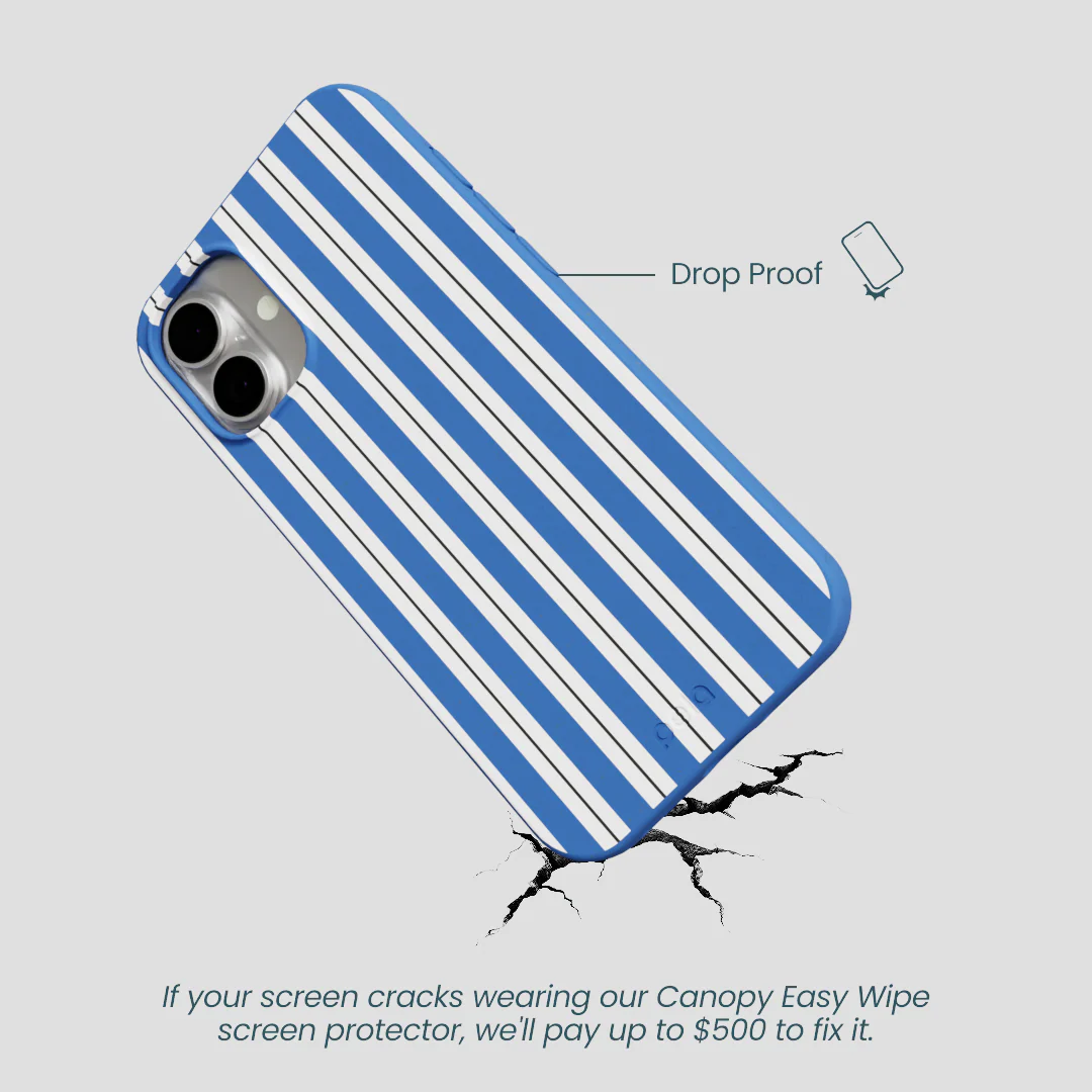 Electric Blue Striped Shirt iPhone 16 Plus Case - Image 5