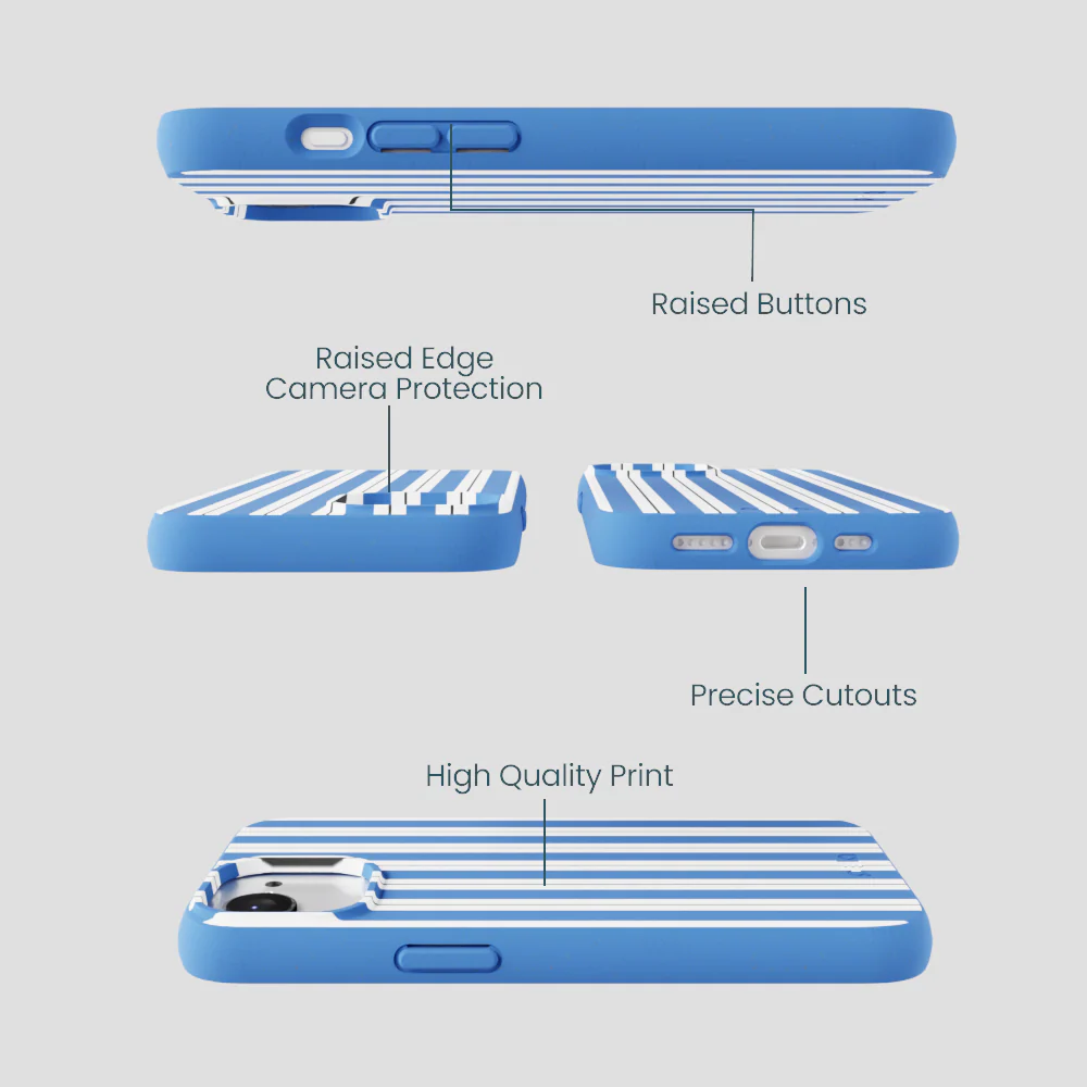 Electric Blue Striped Shirt iPhone 16e/17e Case - Image 3