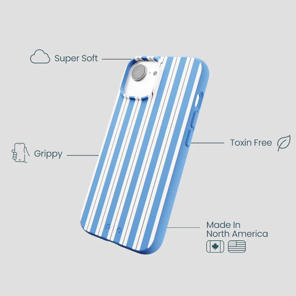 Electric Blue Striped Shirt iPhone 16e/17e Case - Image 4