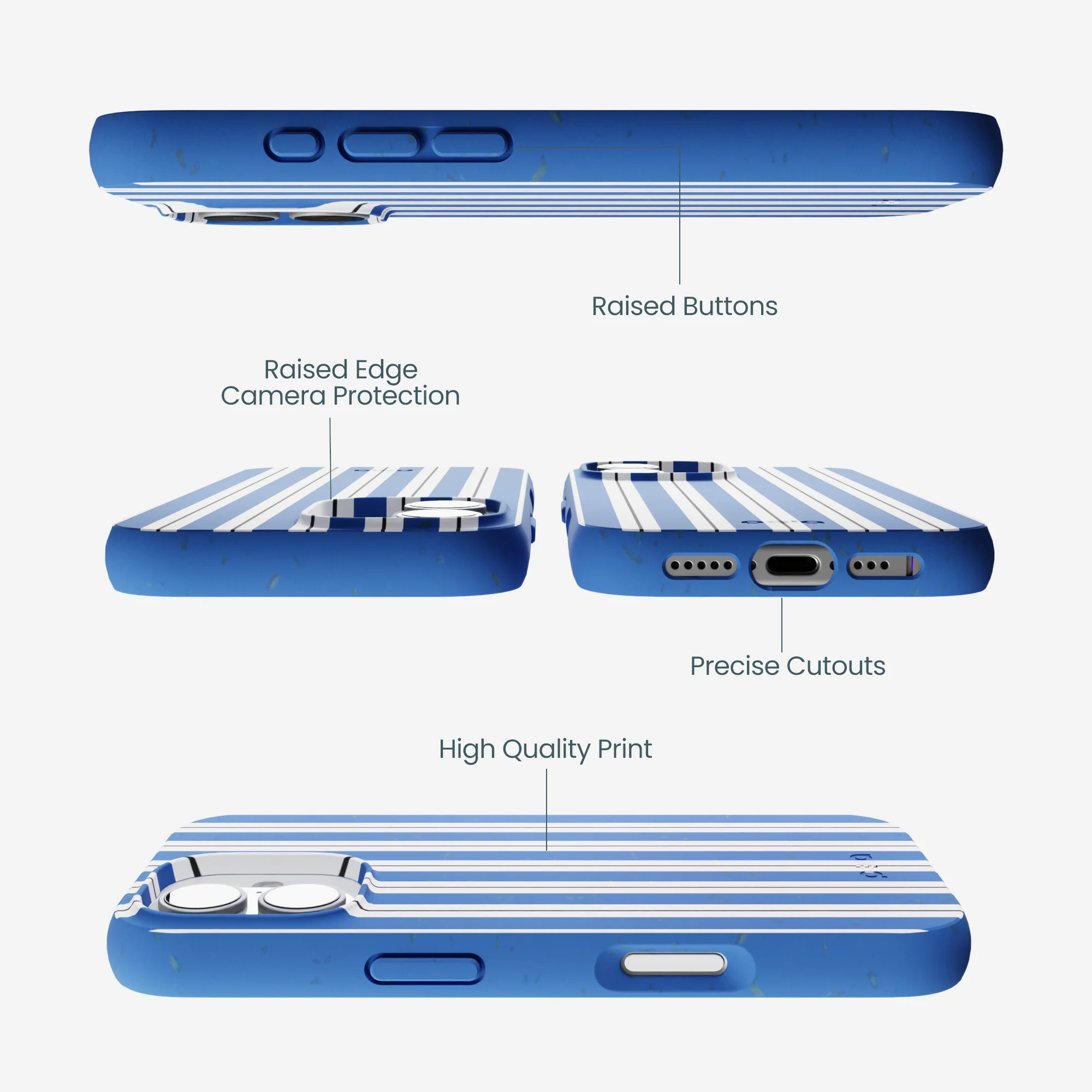 Electric Blue Striped Shirt iPhone 17 Case - Image 3