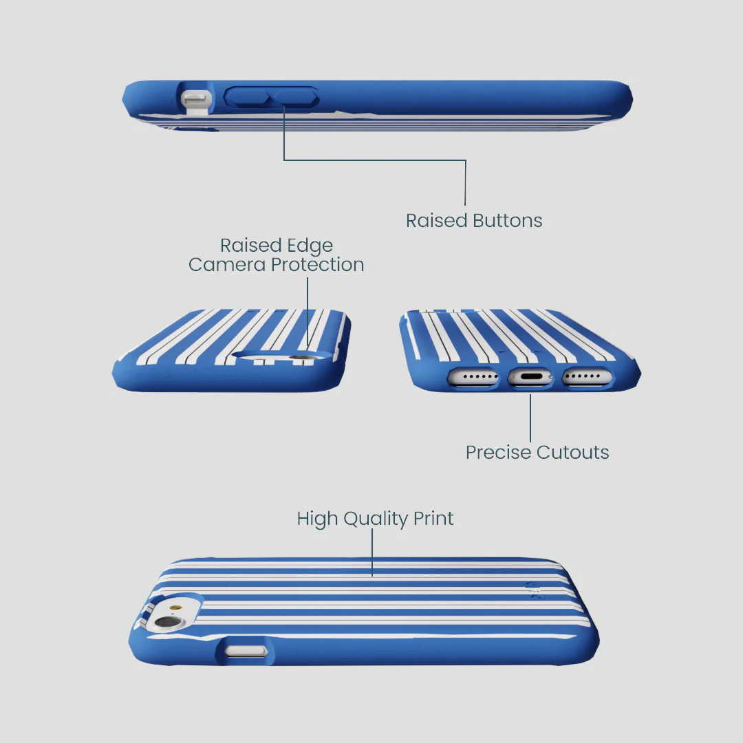 Electric Blue Striped Shirt iPhone 6/6s/7/8/SE Case - Image 3