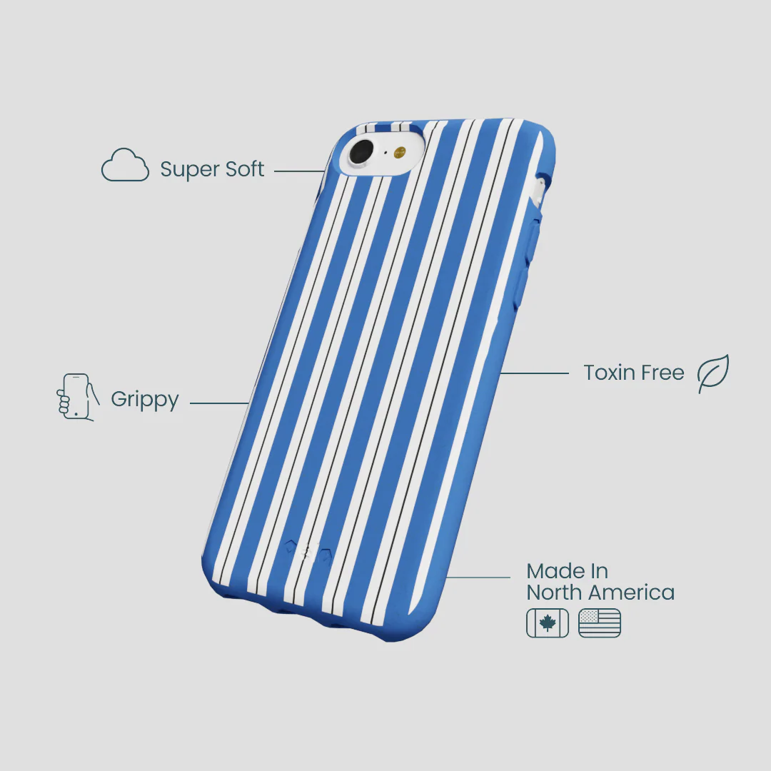 Electric Blue Striped Shirt iPhone 6/6s/7/8/SE Case - Image 4