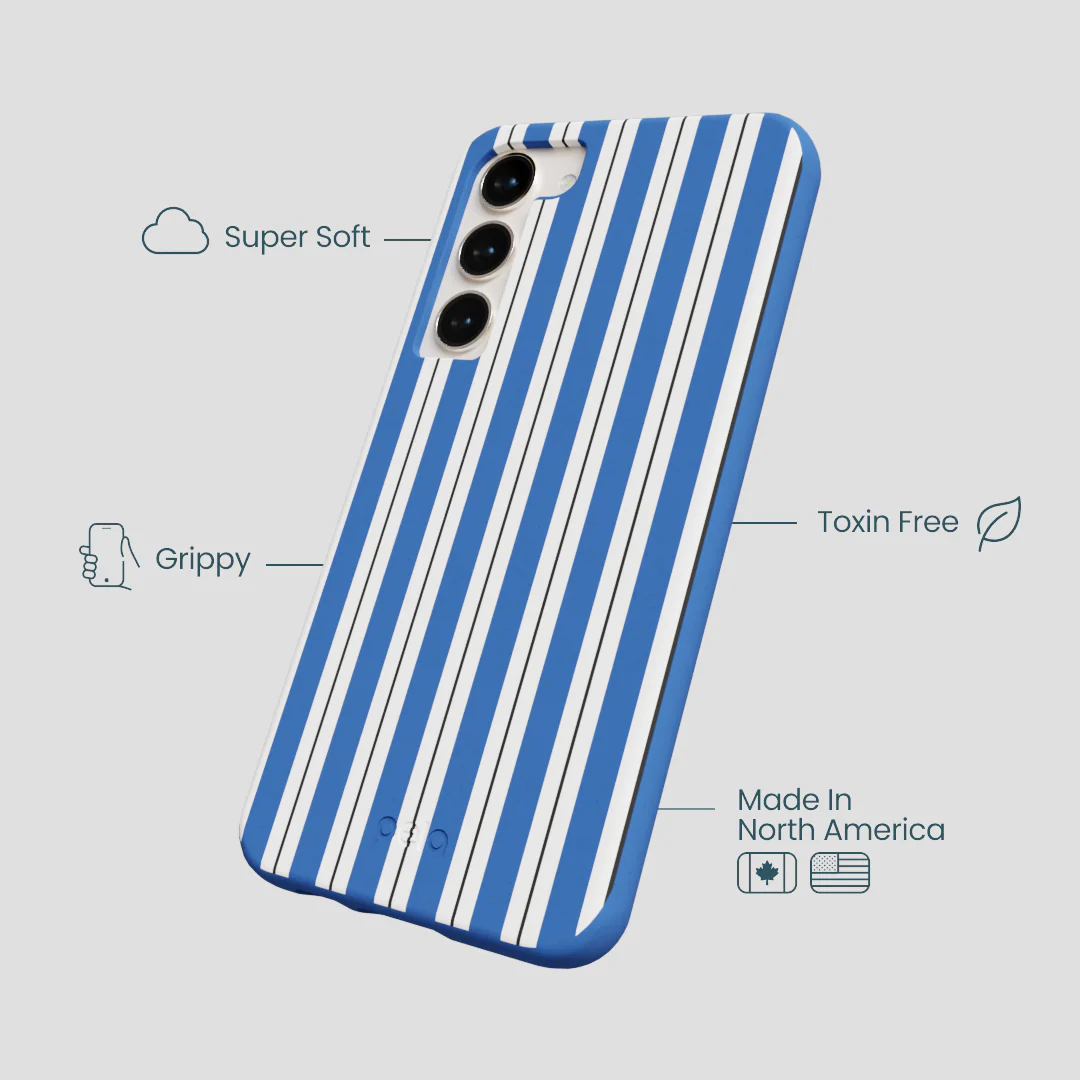 Electric Blue Striped Shirt Samsung Galaxy S23+(Plus) Case - Image 4