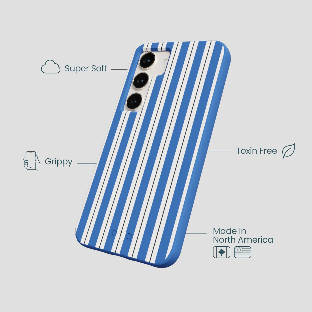 Electric Blue Striped Shirt Samsung Galaxy S24 Case - Image 4
