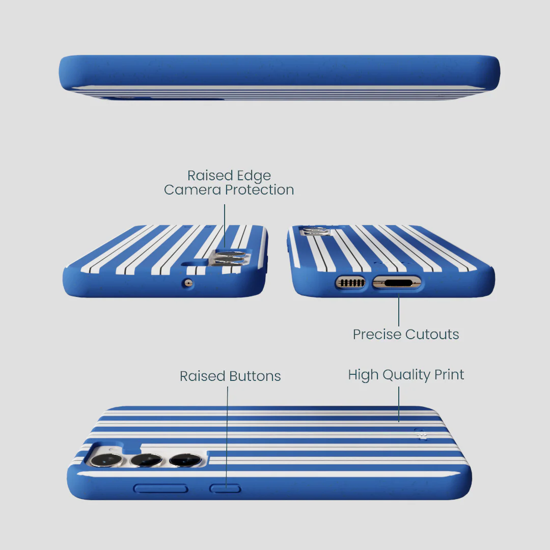 Electric Blue Striped Shirt Samsung Galaxy S24+(Plus) Case - Image 3
