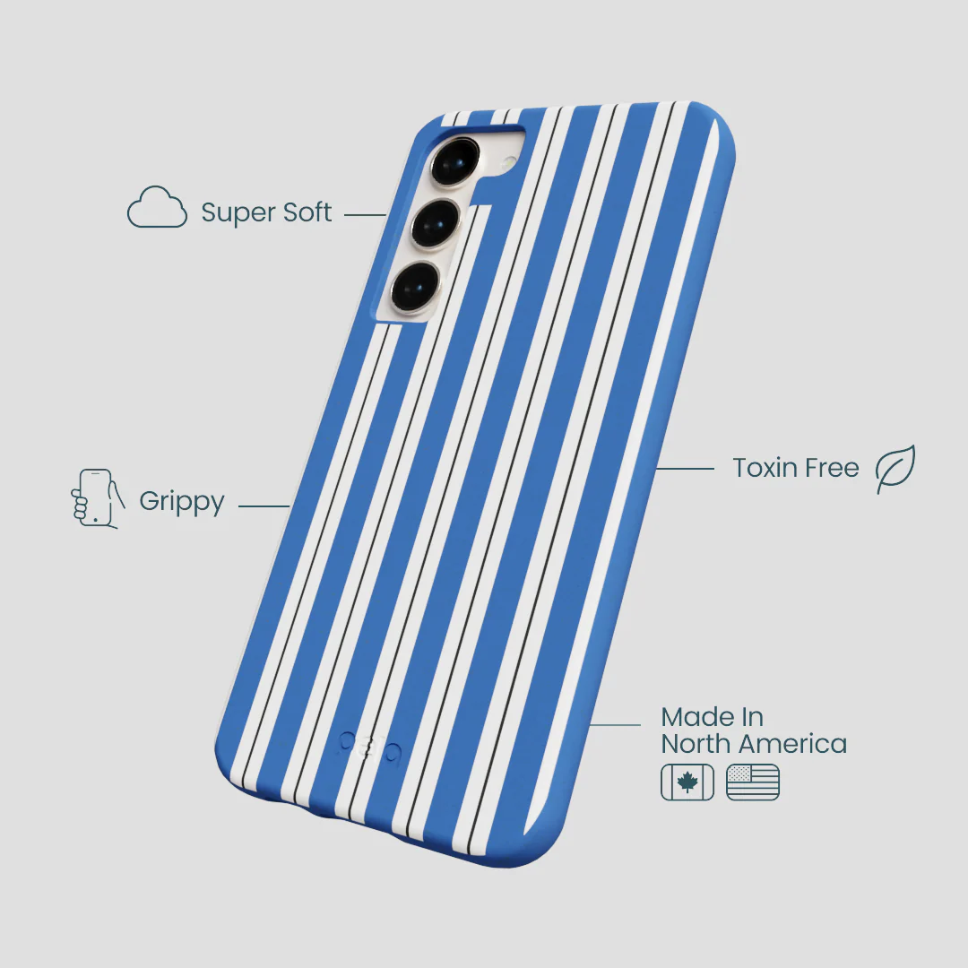 Electric Blue Striped Shirt Samsung Galaxy S24+(Plus) Case - Image 4