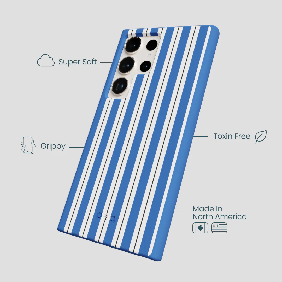 Electric Blue Striped Shirt Samsung Galaxy S24 Ultra Case - Image 4