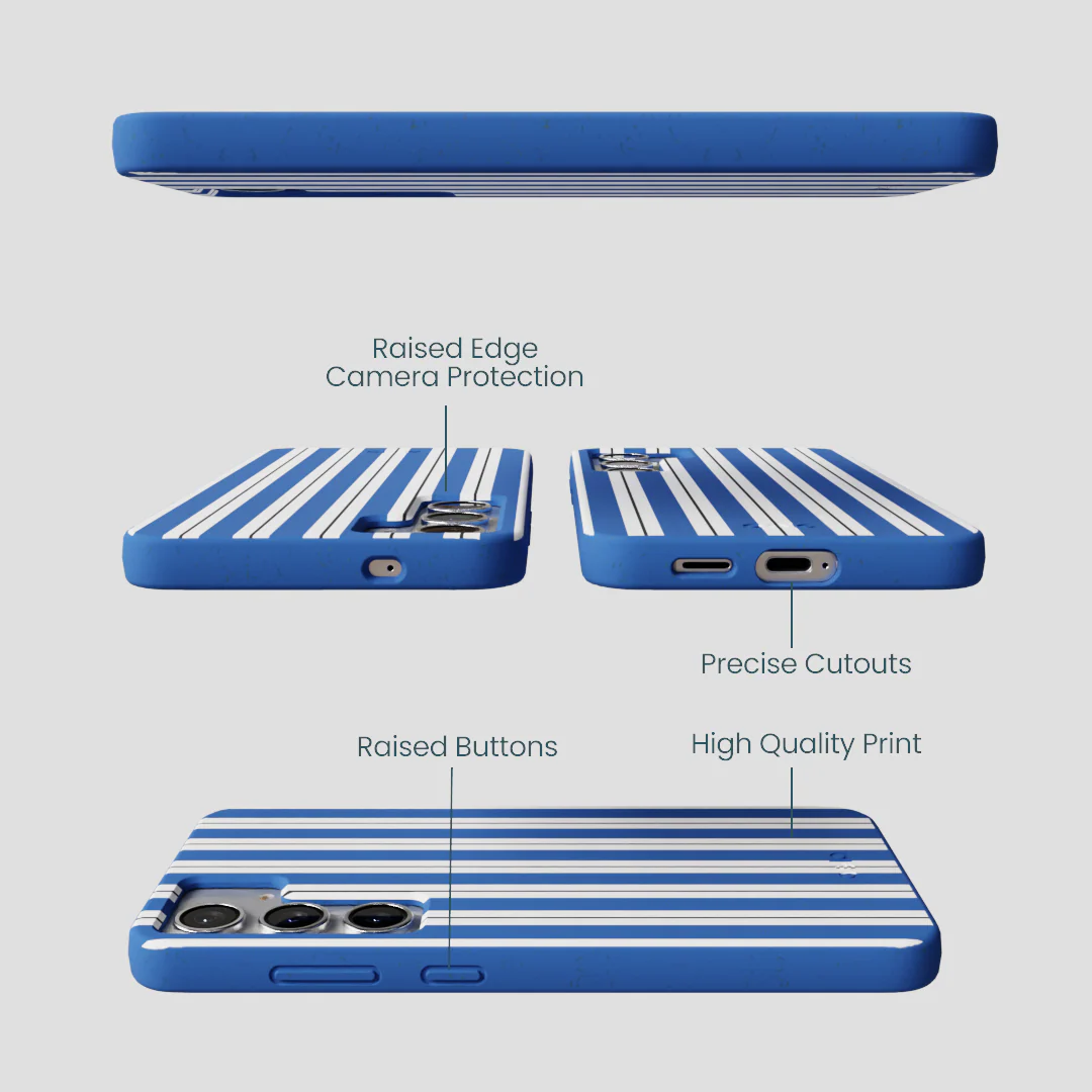 Electric Blue Striped Shirt Samsung Galaxy S25+(Plus) Case - Image 3