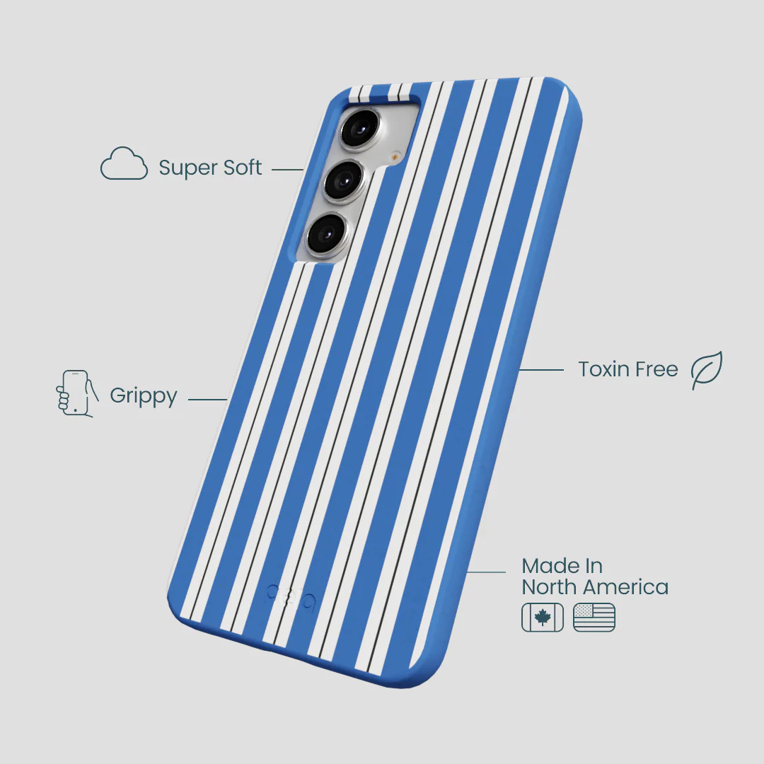Electric Blue Striped Shirt Samsung Galaxy S25+(Plus) Case - Image 4