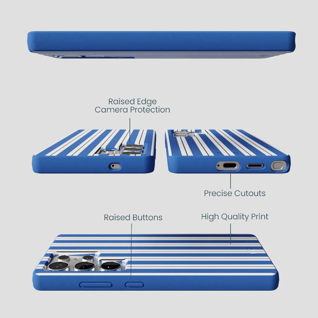 Electric Blue Striped Shirt Samsung Galaxy S25 Ultra Case - Image 3