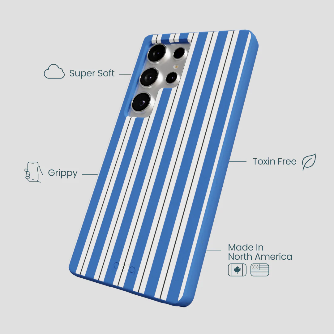 Electric Blue Striped Shirt Samsung Galaxy S25 Ultra Case - Image 4