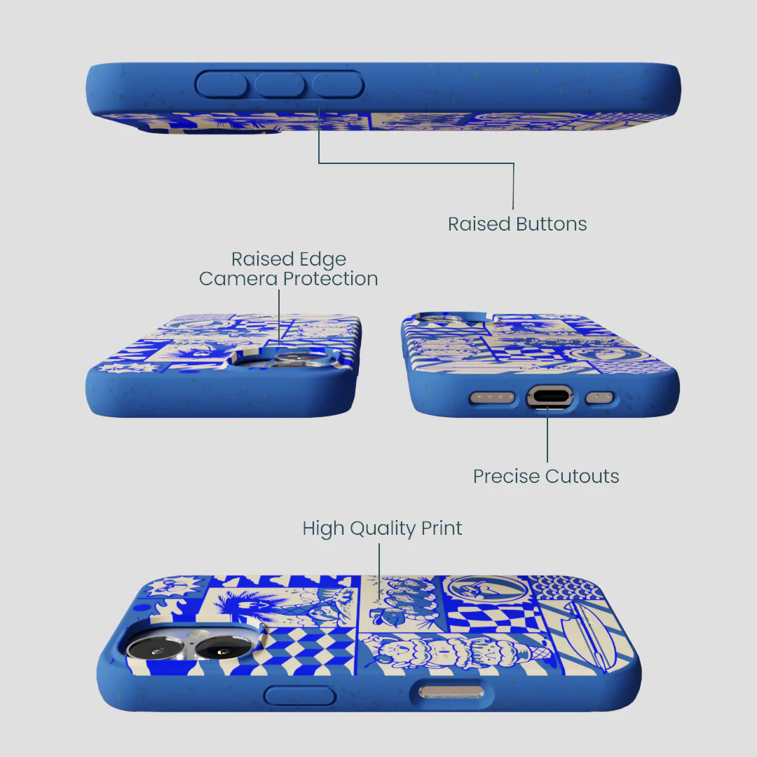 Electric Blue Summer Blues iPhone 16 Case - Image 3