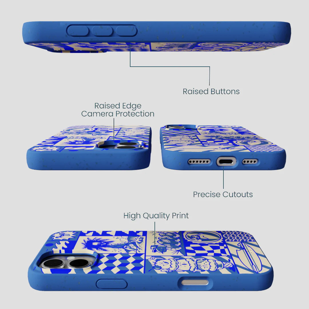 Electric Blue Summer Blues iPhone 16 Plus Case - Image 3