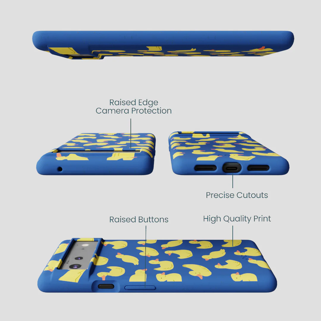 Electric Blue Sunny Ducklings Google Pixel 6a Case - Image 3
