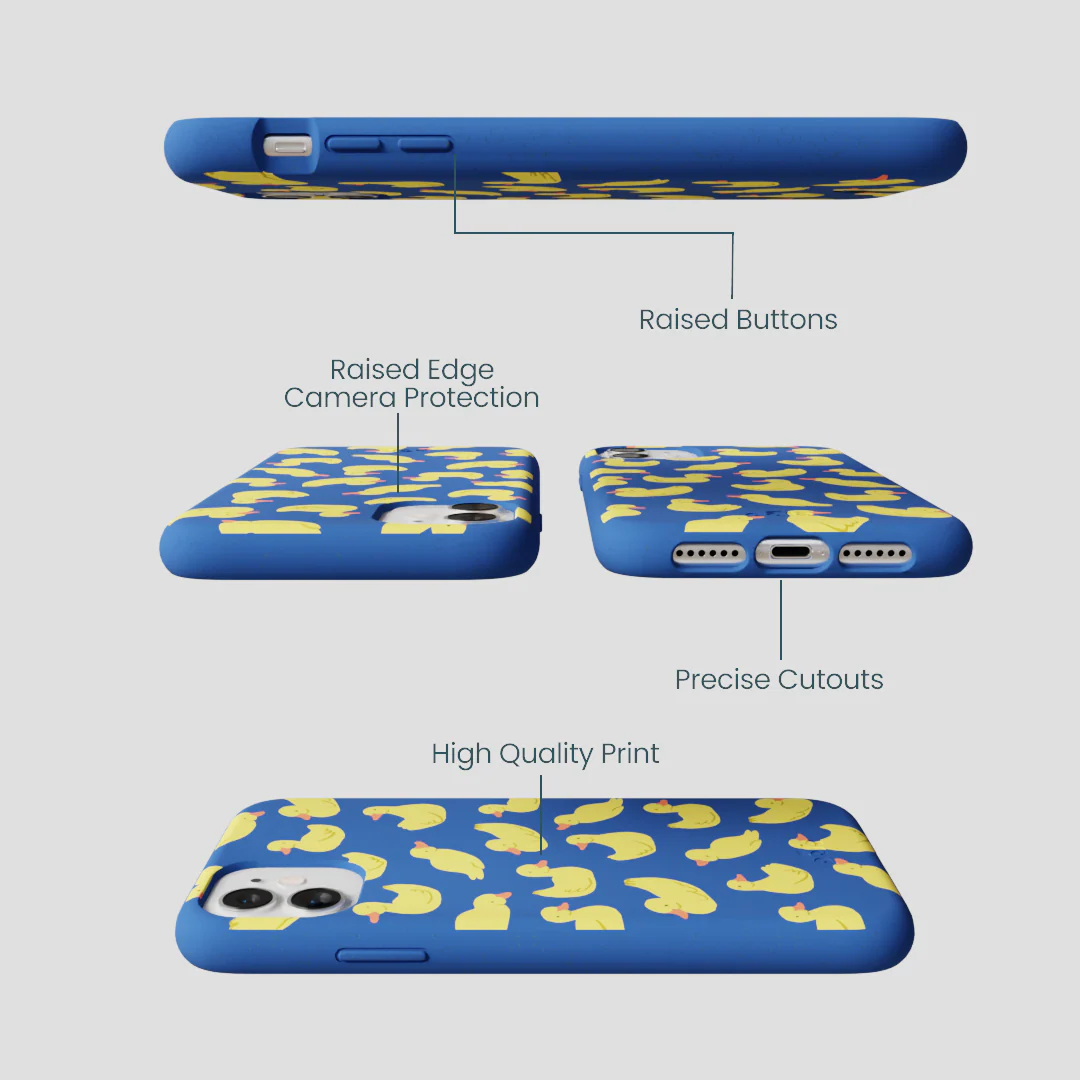 Electric Blue Sunny Ducklings iPhone 11 Case - Image 3