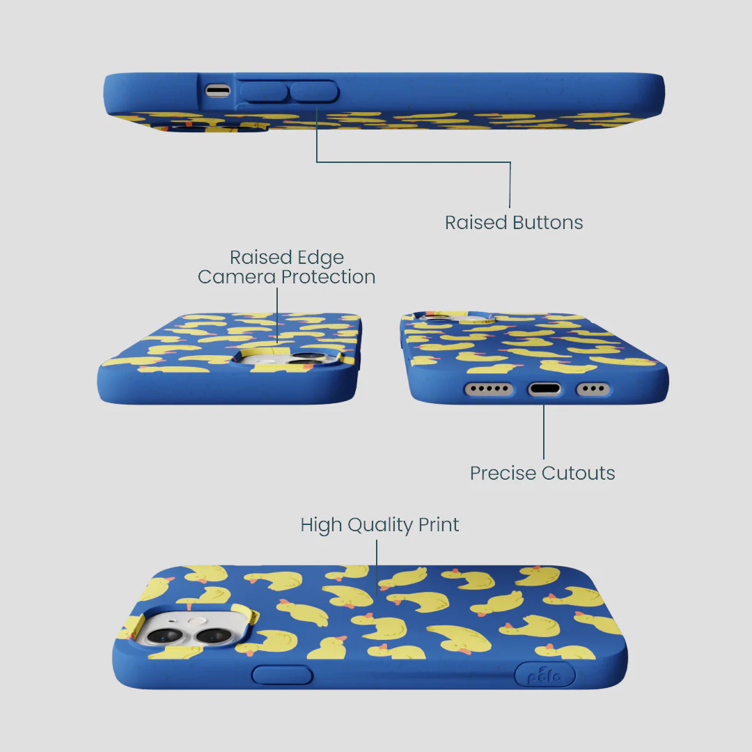Electric Blue Sunny Ducklings iPhone 12/ iPhone 12 Pro Case - Image 3