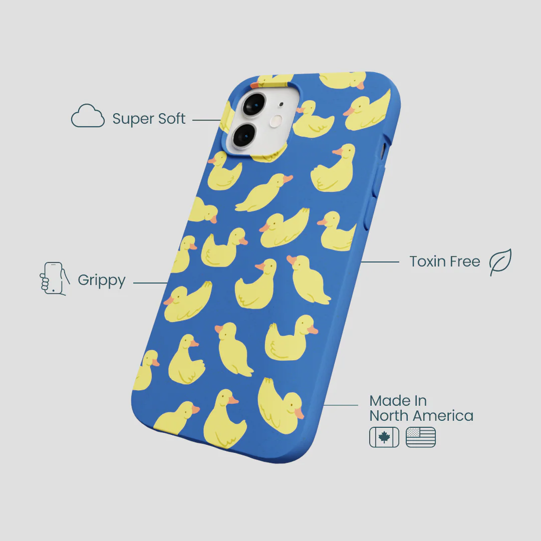 Electric Blue Sunny Ducklings iPhone 12/ iPhone 12 Pro Case - Image 4
