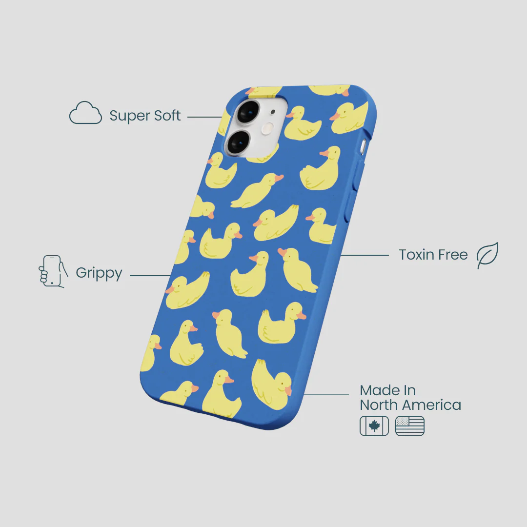 Electric Blue Sunny Ducklings iPhone 12 Mini Case - Image 4
