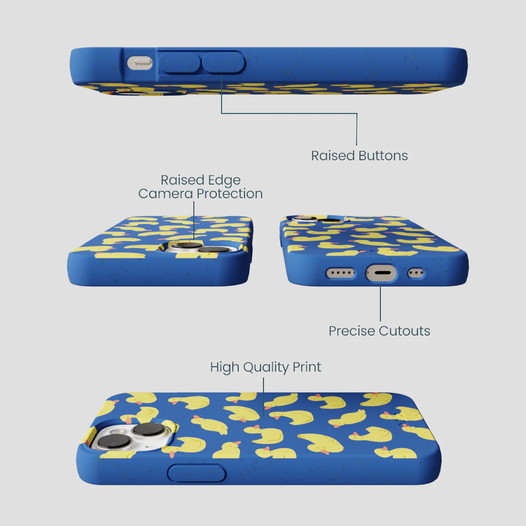 Electric Blue Sunny Ducklings iPhone 13 Case - Image 3