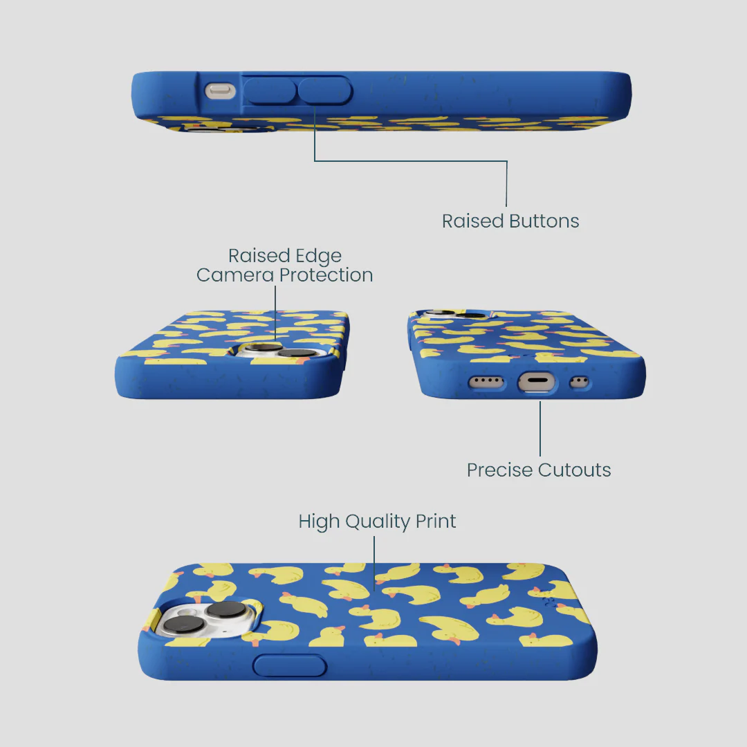 Electric Blue Sunny Ducklings iPhone 13 Mini Case - Image 3