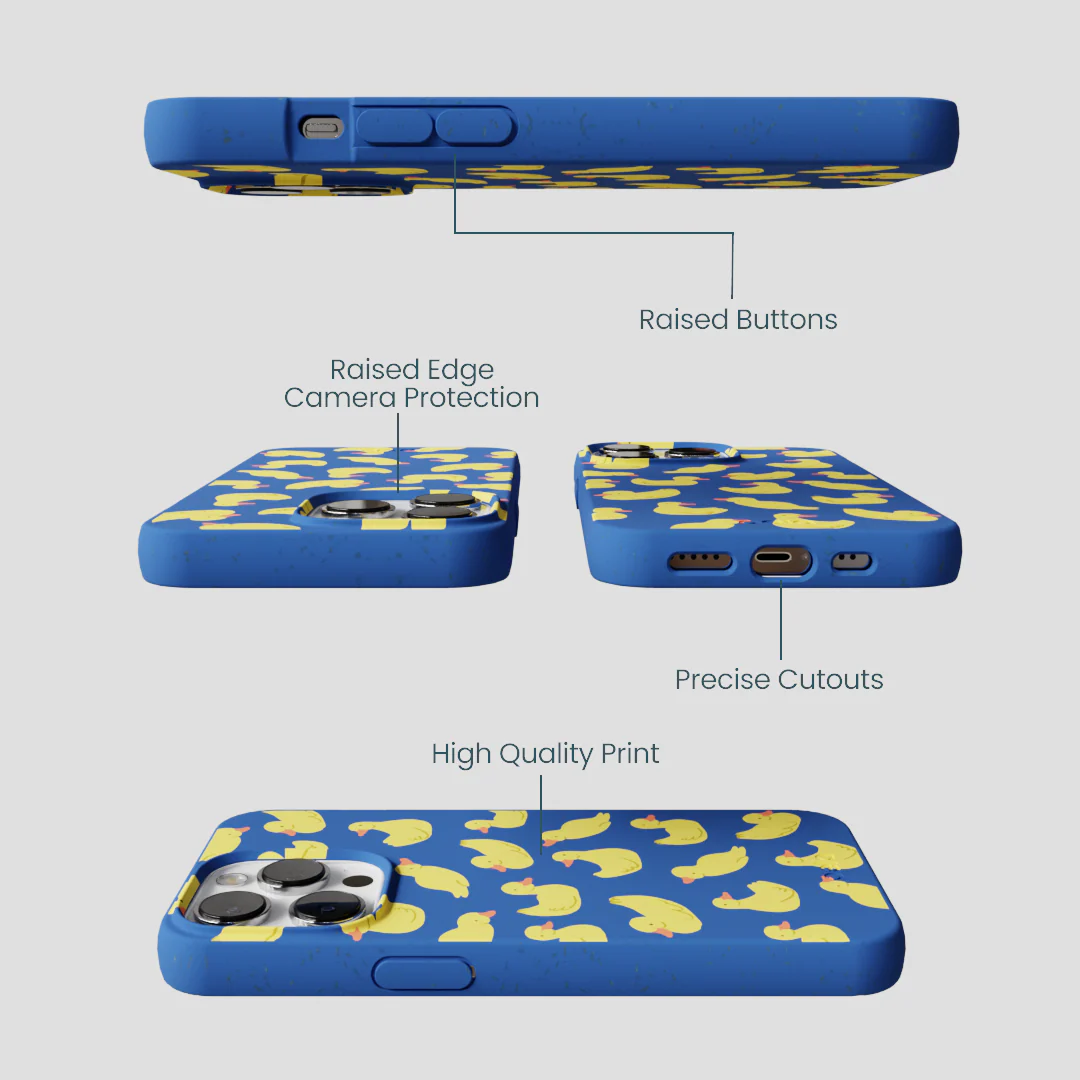 Electric Blue Sunny Ducklings iPhone 13 Pro Case - Image 3