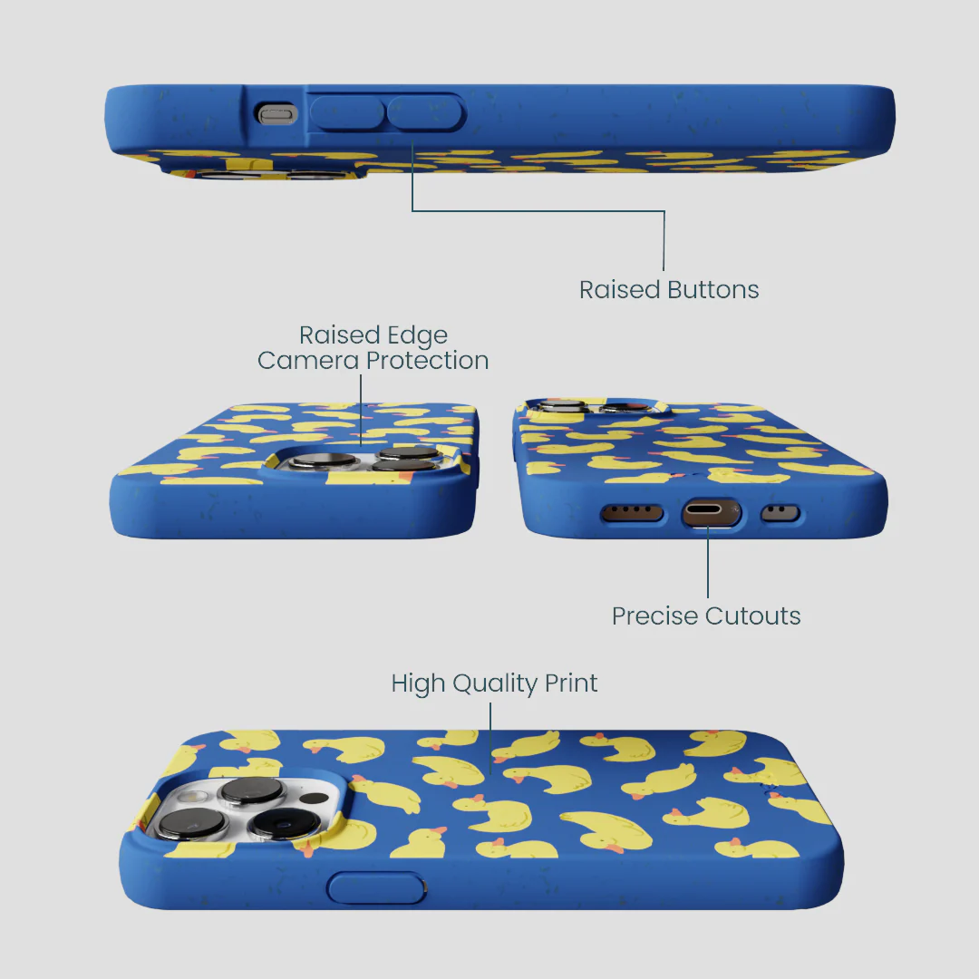 Electric Blue Sunny Ducklings iPhone 13 Pro Max Case - Image 3