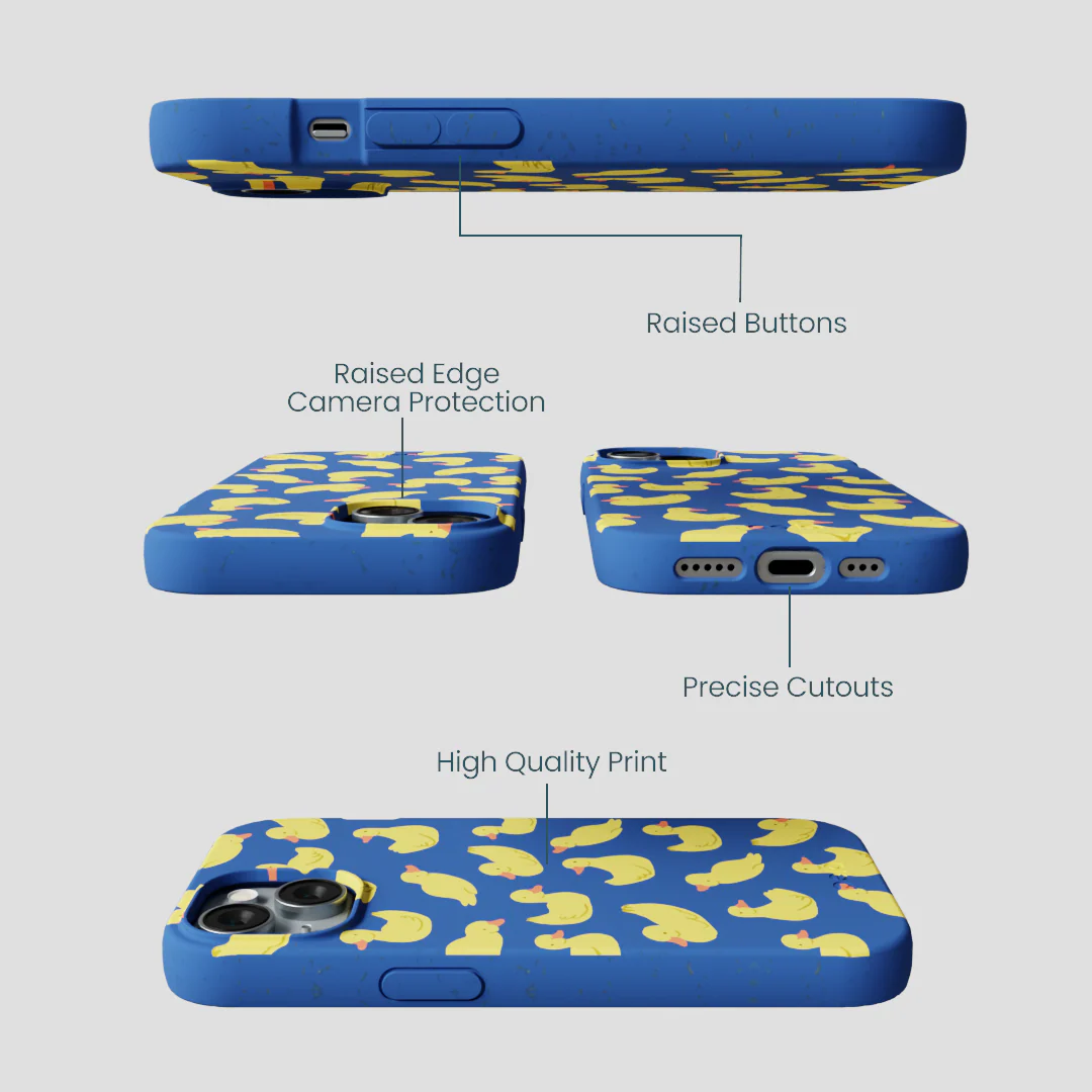 Electric Blue Sunny Ducklings iPhone 14 Case - Image 3