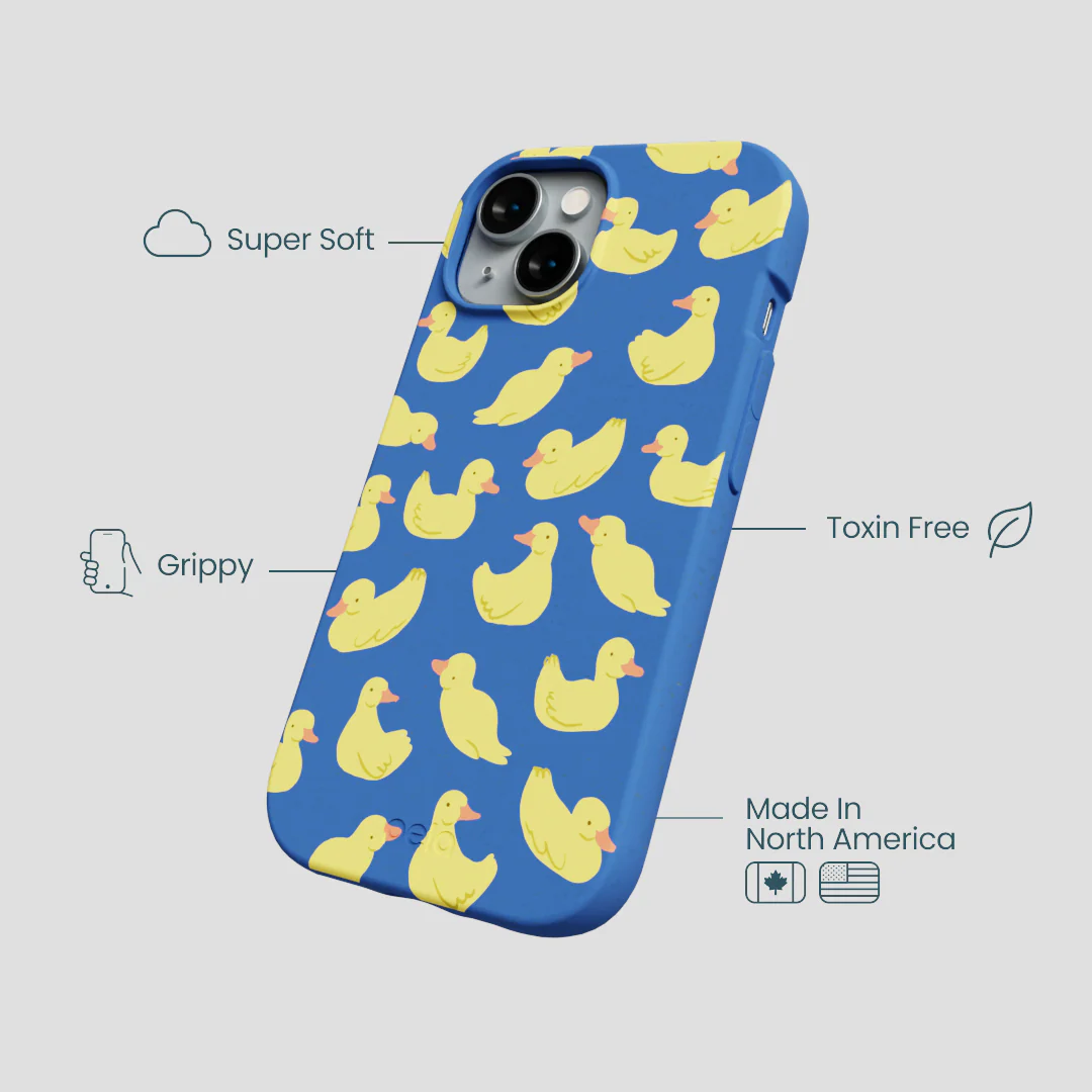 Electric Blue Sunny Ducklings iPhone 14 Case - Image 4