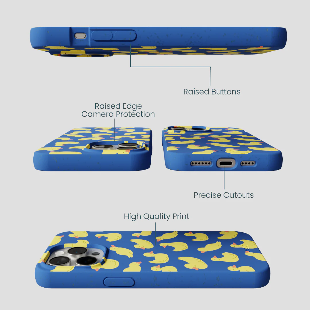 Electric Blue Sunny Ducklings iPhone 14 Pro Max Case - Image 3