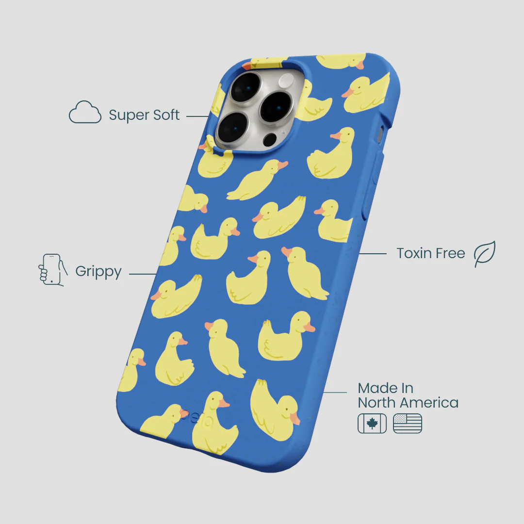 Electric Blue Sunny Ducklings iPhone 14 Pro Max Case - Image 4