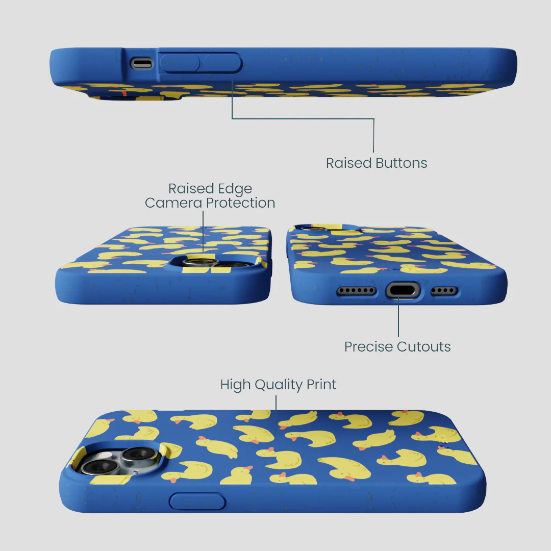 Electric Blue Sunny Ducklings iPhone 15 Plus Case - Image 3
